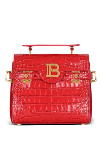 Balmain B-Buzz Schultertasche mit Kroko-Effekt 23cm - Rot