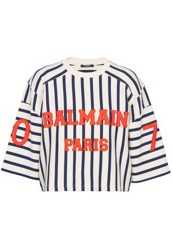 Balmain Cropped-T-Shirt mit Logo-Verzierung - GPW