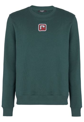 Balmain Sweatshirt mit Logo-Stickerei - Grün