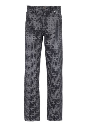 Balmain Jeans aus Monogramm-Jacquard - Schwarz