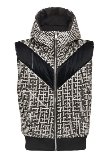 Balmain Gefütterte Weste mit Monogramm-Print - Schwarz