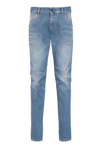 Balmain Slim-Fit-Jeans mit Ziernaht - Blau