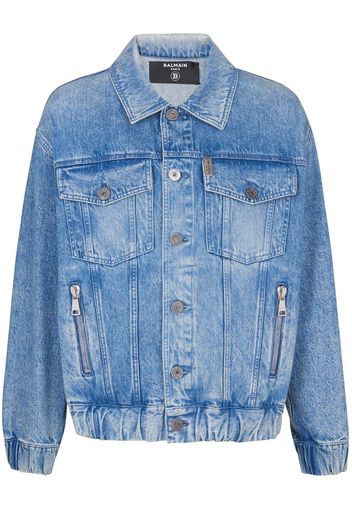 Balmain Jeansjacke mit Logo im 70er-Look - Blau