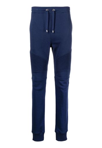 Balmain Gerippte Jogginghose mit Logo-Print - Blau