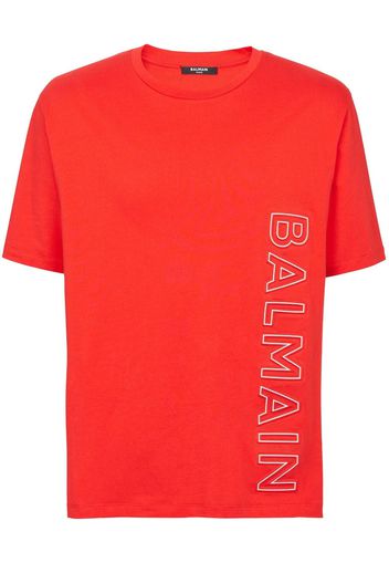 Balmain T-Shirt mit Logo-Print - Rot