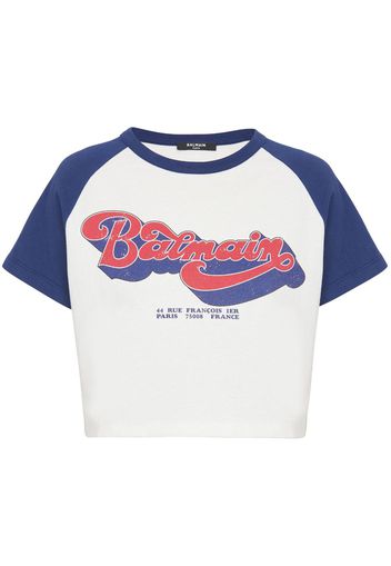 Balmain Cropped-T-Shirt mit Logo-Print - GOP