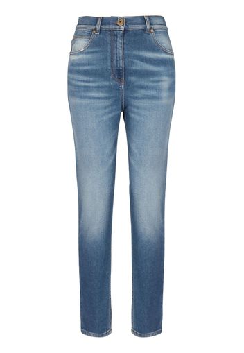Balmain Slim-Fit-Jeans mit Logo - Blau