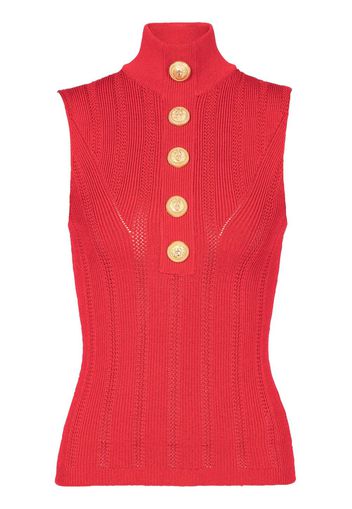 Balmain Strickoberteil mit Stehkragen - Rot