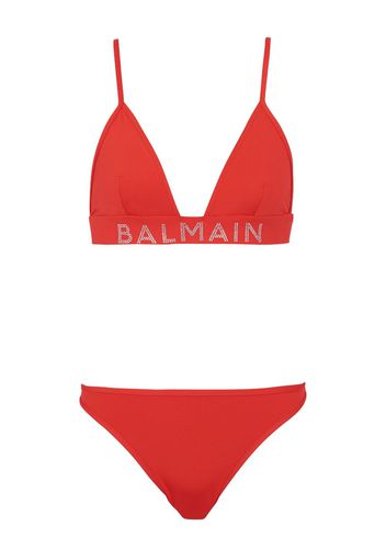 Balmain Bikini mit Logo-Detail - Rot