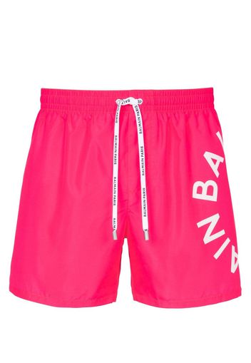 Balmain Badeshorts mit Logo-Print - Rosa