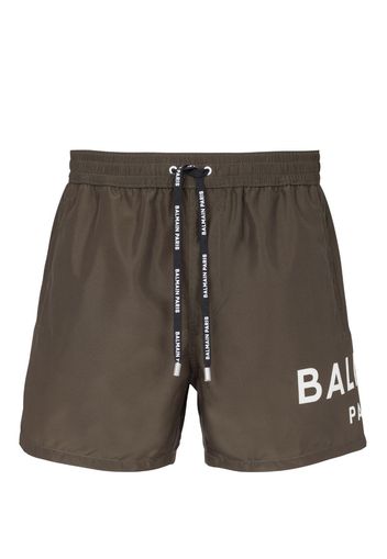 Balmain Badeshorts mit Logo-Print - Braun