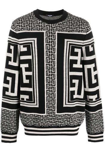 Balmain monogram wool-linen jumper - Schwarz