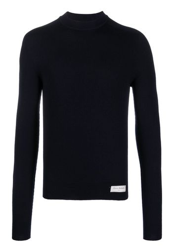 Balmain logo-patch merino wool jumper - Blau