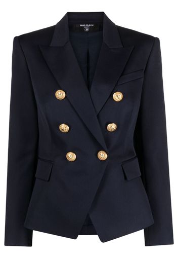 Balmain double-breasted wool blazer - Blau