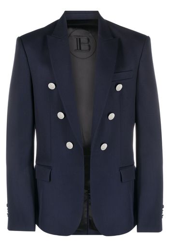 Balmain embossed-button double-breasted blazer - Blau