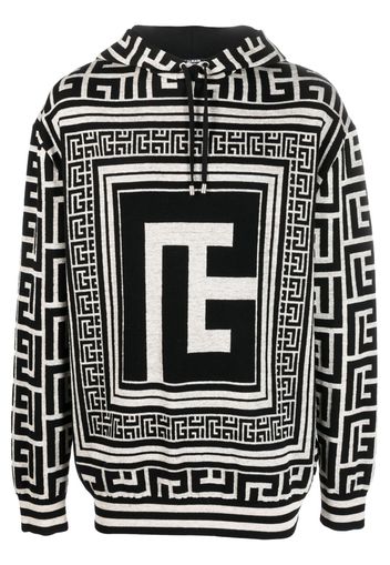 Balmain maxi monogram jacquard hoodie - Nude