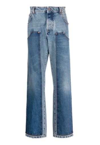 Balmain hybrid panelled straight-leg jeans - Blau