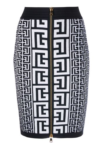 Balmain monogram-intarsia knit skirt - Weiß