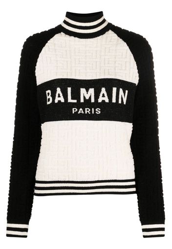 Balmain monogram-jacquard logo sweatshirt - Weiß