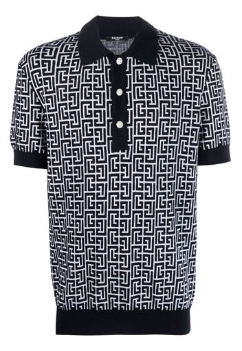 Balmain monogram-print polo shirt - Blau