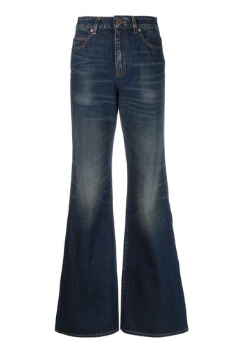 Balmain logo-detailing flared washed jeans - Blau