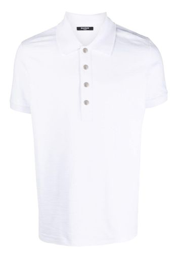 Balmain Pikee-Poloshirt mit Monogramm - Weiß