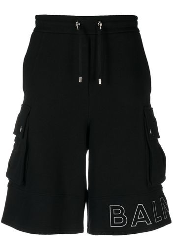 Balmain logo-print cotton cargo shorts - Schwarz