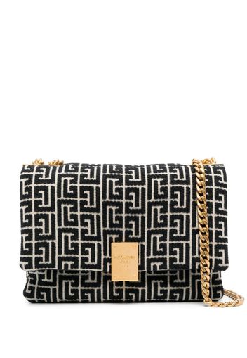 Balmain 1945 monogram-jacquard shoulder bag - Schwarz