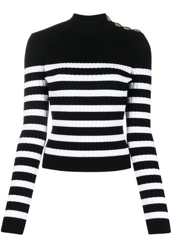 Balmain striped roll-neck jumper - Schwarz