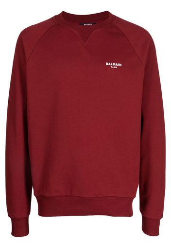 Balmain Sweatshirt mit beflocktem Logo - Rot