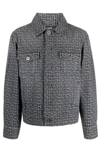 Balmain monogram-print single-breasted jacket - Schwarz