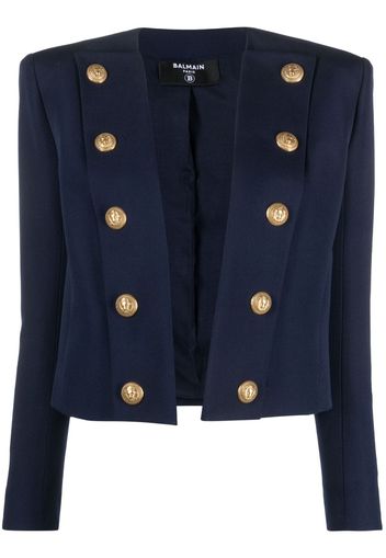 Balmain cotton-blend fitted jacket - Blau