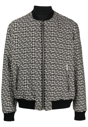 Balmain monogram-pattern reversible bomber jacket - Schwarz