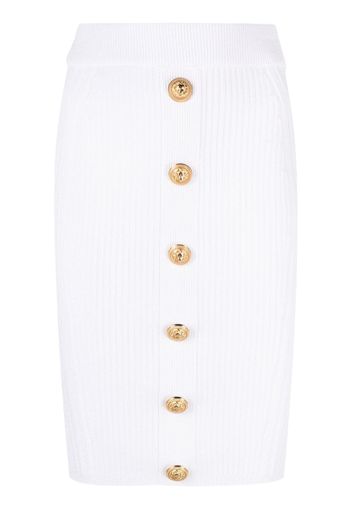 Balmain rib-knit pencil skirt - Weiß