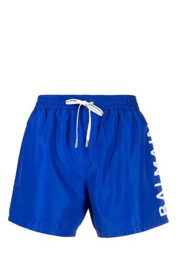 Balmain logo-print swim shorts - Blau