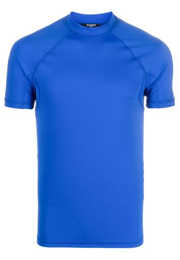 Balmain logo-print high-neck T-shirt - Blau