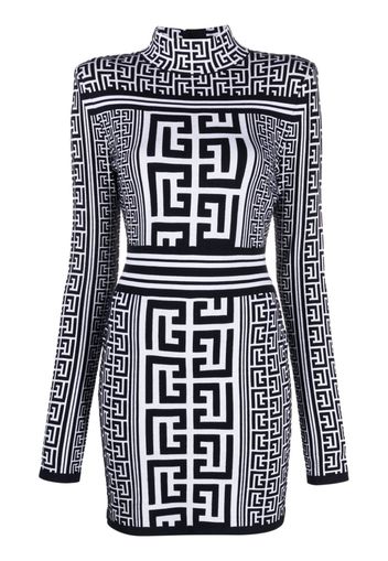 Balmain Kleid mit Monogramm-Print - Weiß