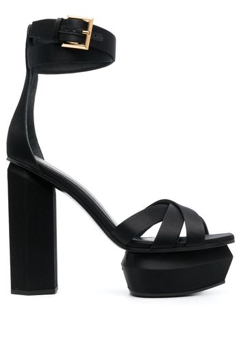 Balmain Ava 130mm satin platform sandals - Schwarz