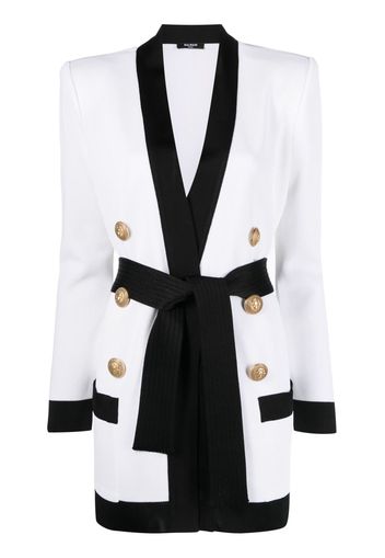 Balmain double-breasted belted cardigan coat - Weiß