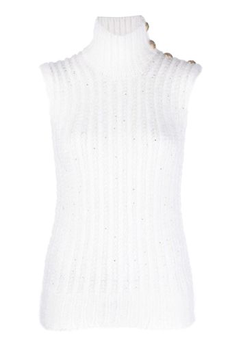 Balmain sequin-embellished knitted top - Weiß