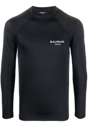 Balmain logo-print long-sleeve T-shirt - Schwarz