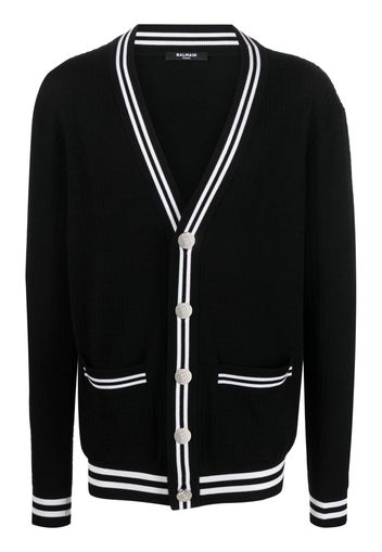 Balmain contrasting-trim V-neck cardigan - Schwarz