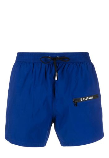 Balmain logo-print swim shorts - Blau