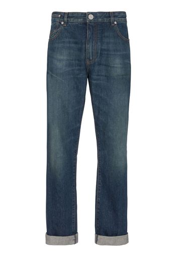 Balmain Vintage logo-patch straight-leg jeans - Blau