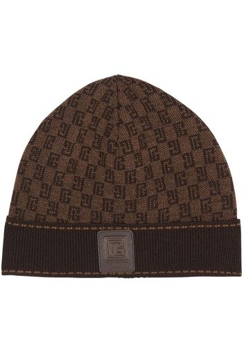 Balmain logo-patch beanie hat - Braun