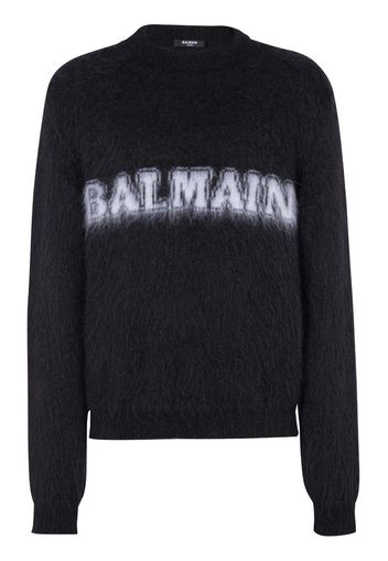 Balmain logo-print brushed-finish jumper - Schwarz