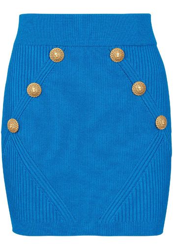 Balmain buttoned-embossed knit miniskirt - Blau