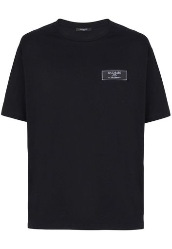 Balmain T-Shirt mit Logo-Patch - Schwarz