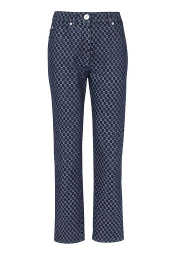 Balmain monogram-print cropped jeans - Blau