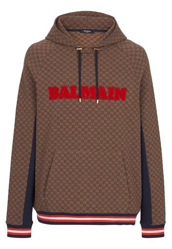 Balmain Mini Monogram jacquard hoodie - Braun